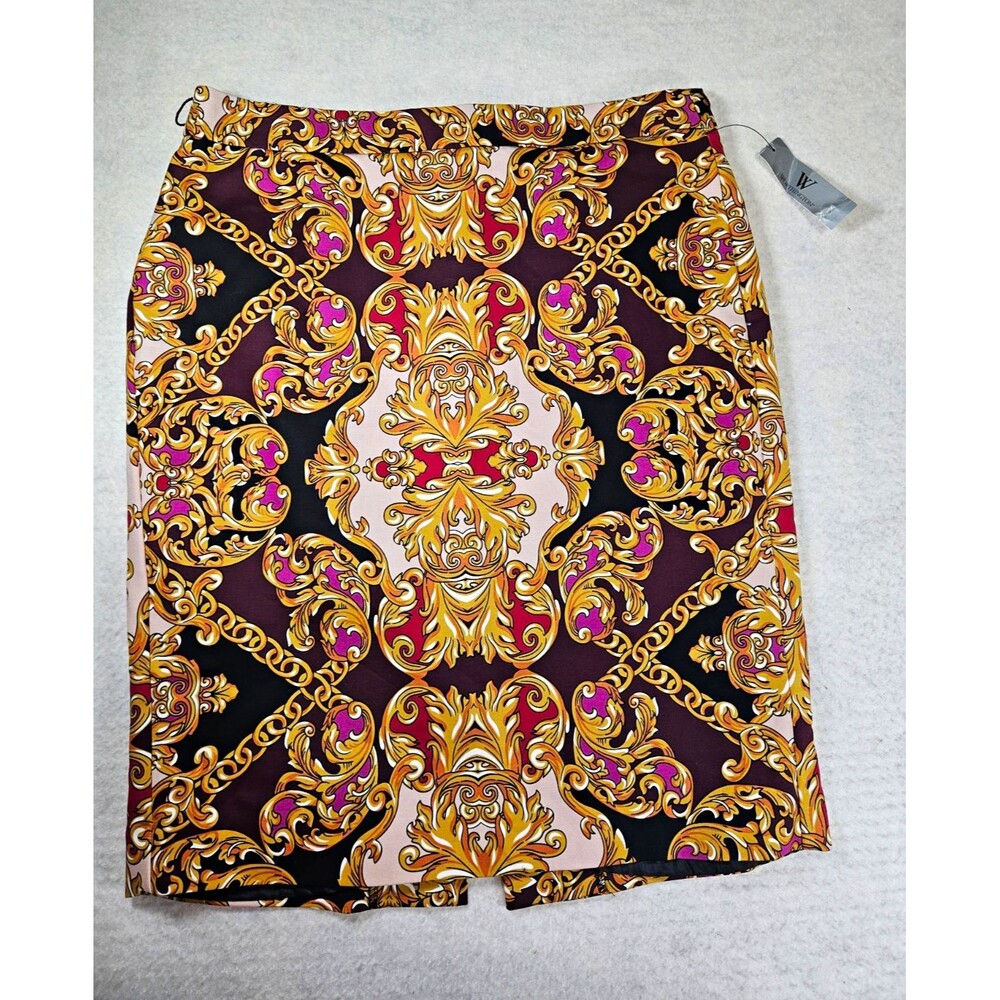 Worthington Women's 10 Multicolor Baroque Pencil Skirt Knee Length Lined Stretch
